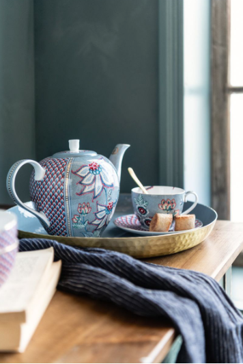 Flower Festival Mavi İkili Çay Fincanı Seti 280 ml.