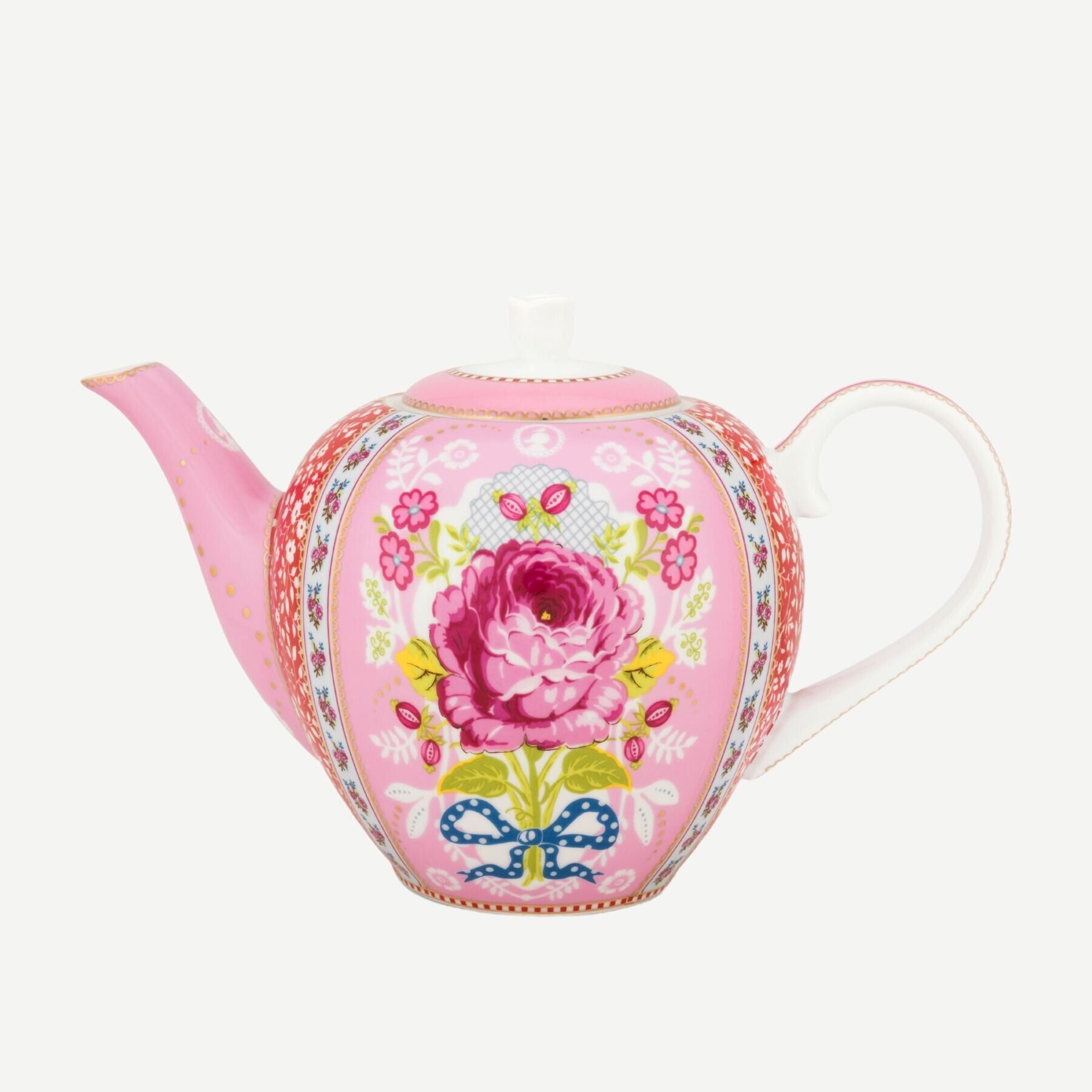 Pip Çiçek Desenli Pembe Demlik