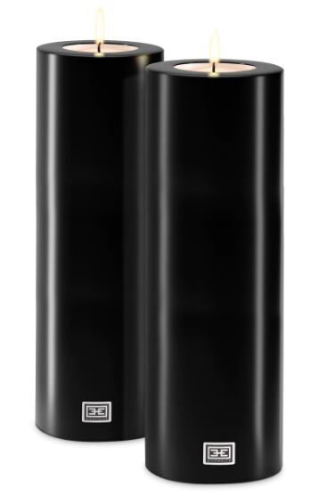 Artificial Candle ø 12 x H. 35 cm black Set of2