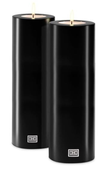 Artificial Candle ø 12 x H. 35 cm black Set of2