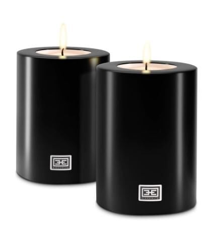 Artificial Candle ø 10 x H. 15 cm Black Set of2