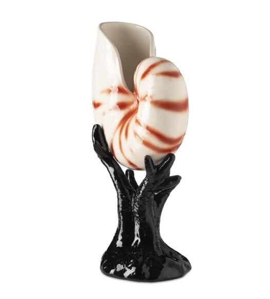 SEASHELL BISC. W/BASE H32 BLACK NATURAL