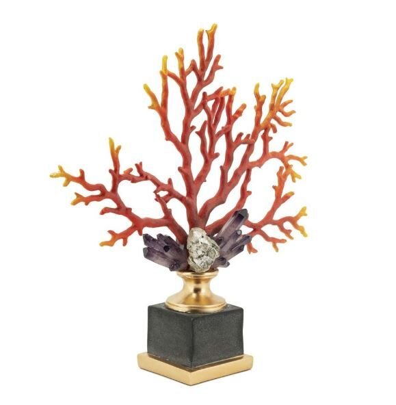 CORAL FAN ON BASE H48 47X12 RED