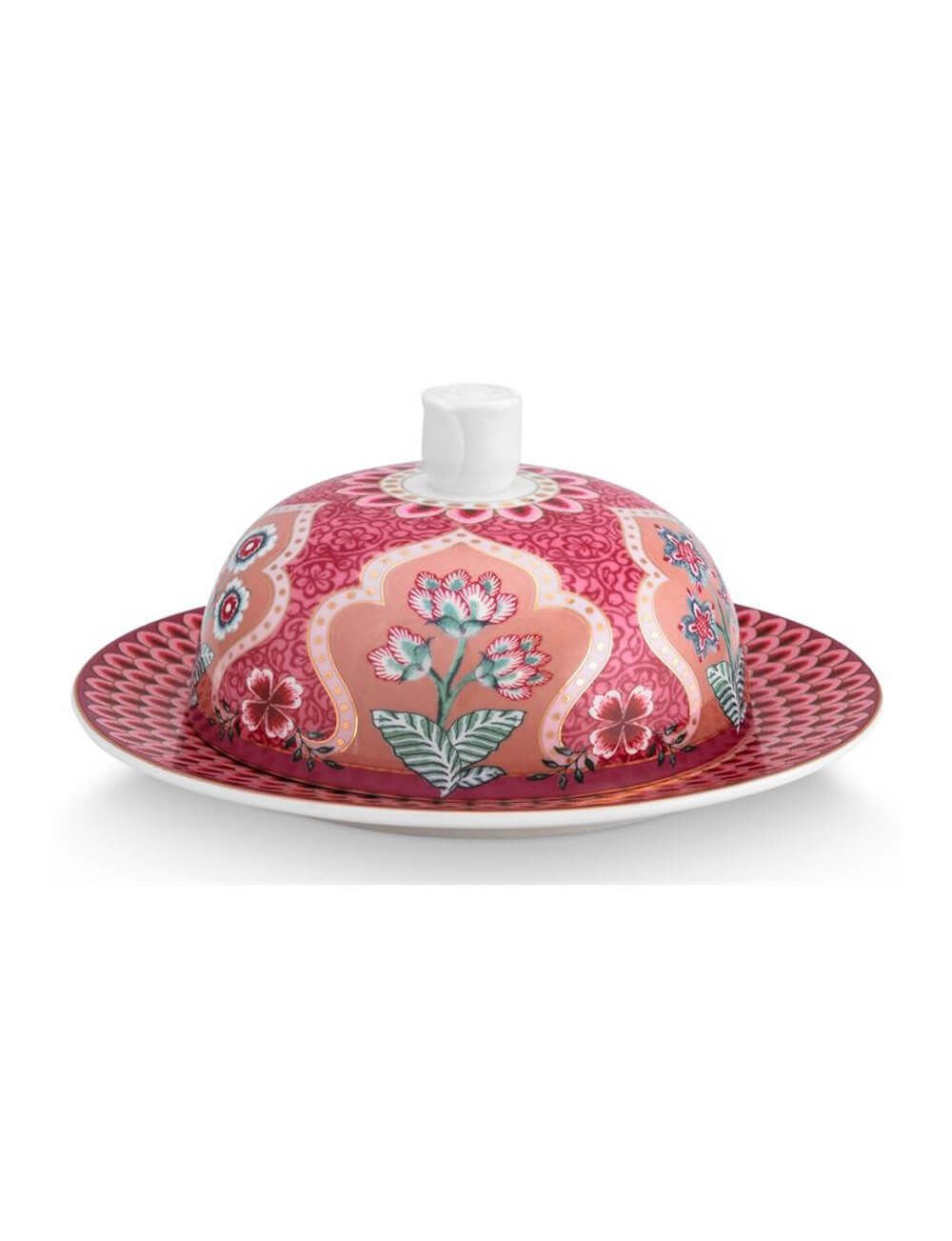 Kırmızı Yuvarlak Tereyağlık 17 cm