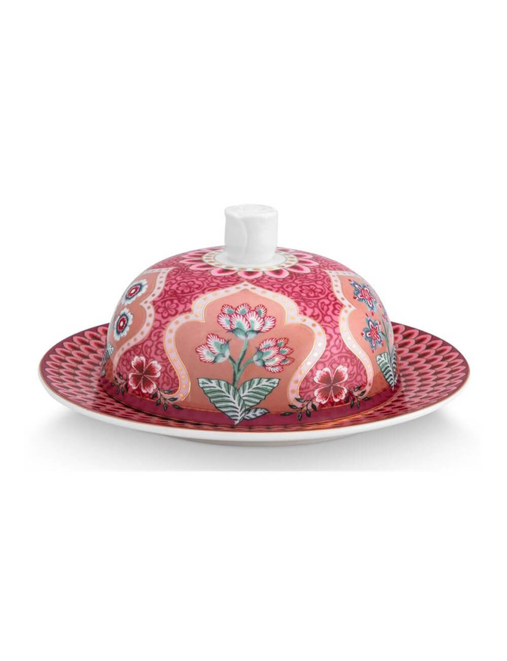 Kırmızı Yuvarlak Tereyağlık 17 cm