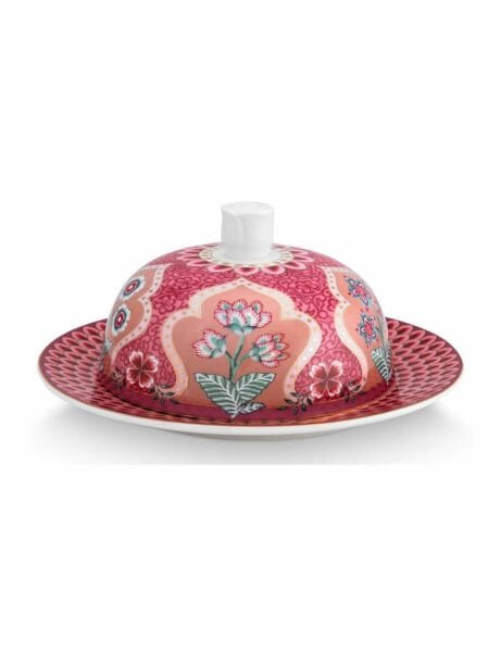 Kırmızı Yuvarlak Tereyağlık 17 cm