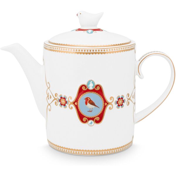 Love Bird Beyaz Madalyon Desenli Demlik 1,3 lt.