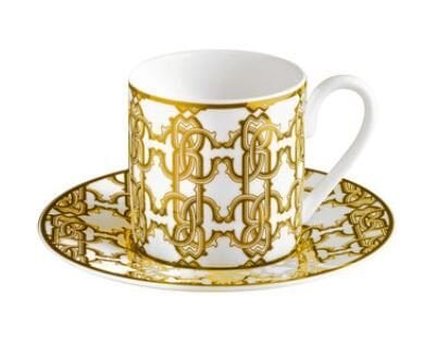 MONOGRAM GOLD - 2 KISILIK TURK KAHVESI FINCAN VE TABAGI, 0,10 L, 4 PARCA