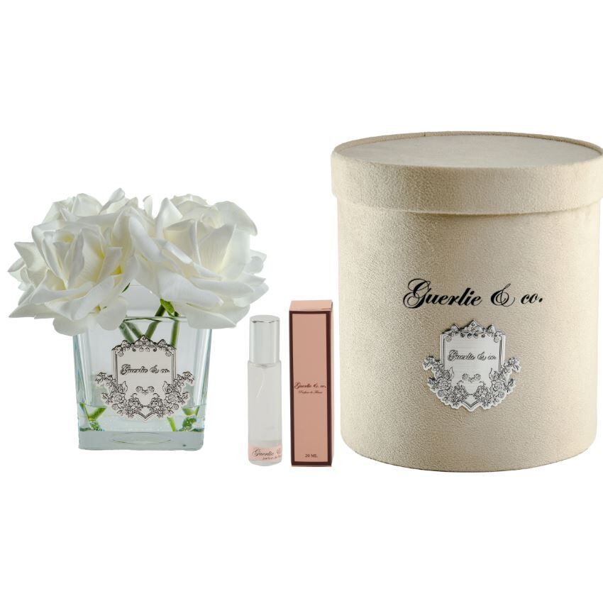 5 Gül Beyaz Gümüş Logo Kare Cam