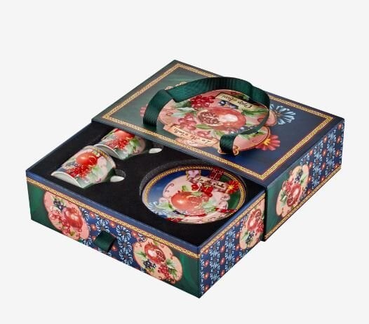 Mavi Yeşil Porselen Kahve Fincan Seti 120 ml