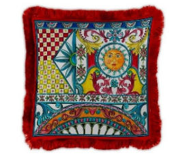 KADİFE YASTIK 45 X 45 MAVİ KIRMIZI - SOLE MIO