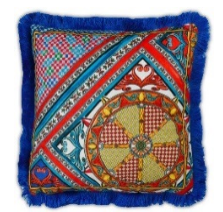 KADİFE YASTIK 45X45 cm MAVİ KIRMIZI - SOLE MIO