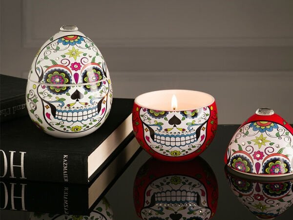 Ladenac Skull Candle 220gr in ceramic egg WHITE SKULL