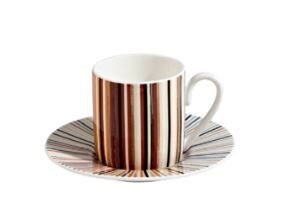 Stripes Jenkins 148 - Kahve-Bej, 2 li Kahve Fincan ve Tabağı, 0,10 L