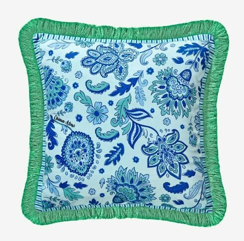 Turkuaz Kadife Dekoratif Yastık 45x45 cm Lily Collection by Chiara Alessi