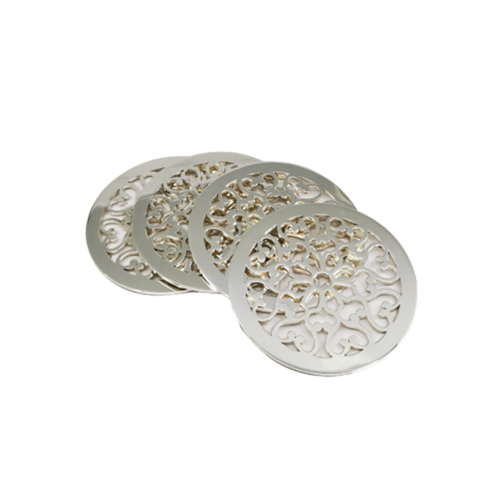 GÜLLER BARDAK ALTLIĞI TAKIMI GÜMÜŞ 4LÜ