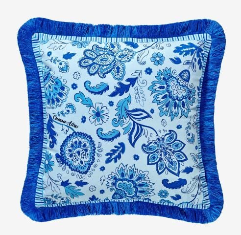 Mavi Kadife Dekoratif Yastık 45x45 cm Lily Collection by Chiara Alessi