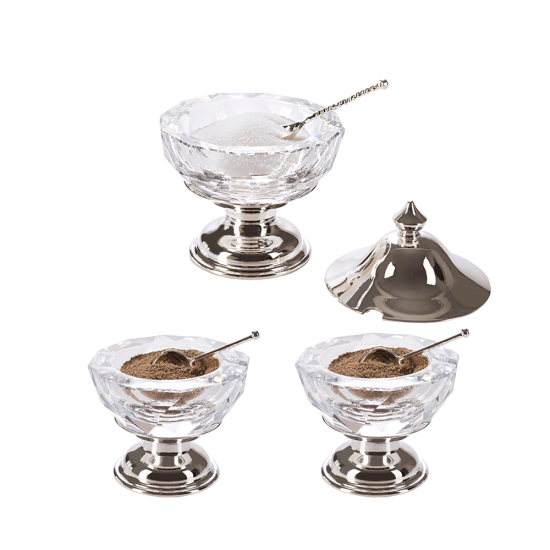 IŞILTI TUZLUK/BİBERLİK SETİ GÜMÜŞ