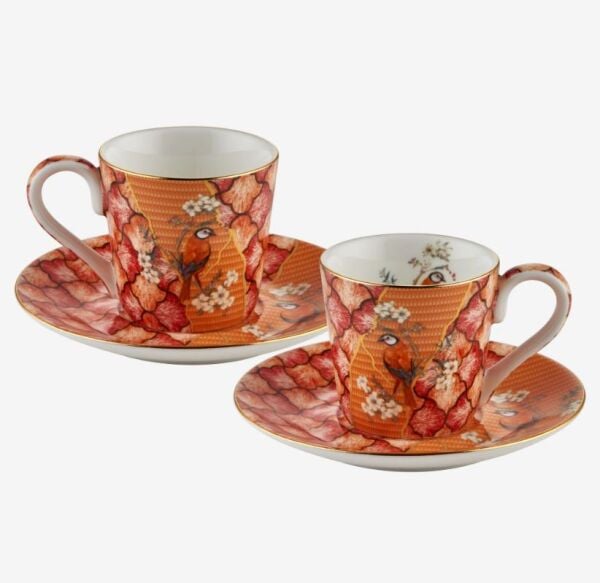 Turuncu Porselen Kahve Fincan Seti 80 Ml