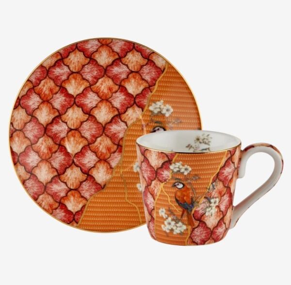 Turuncu Porselen Kahve Fincan Seti 80 Ml