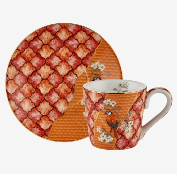 Turuncu Porselen Kahve Fincan Seti 80 Ml