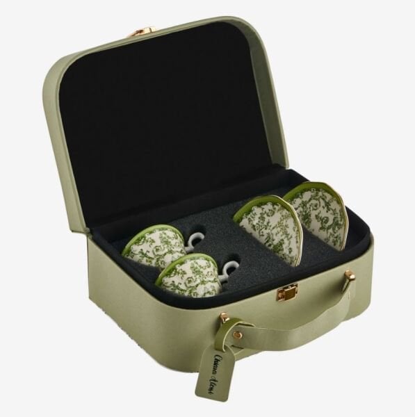 Yeşil Porselen Kahve Fincan Seti 90 Ml