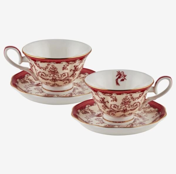 Kırmızı Porselen Kahve Fincan Seti 90 Ml