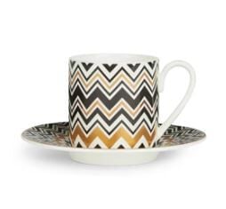 Zig Zag 148 - Siyah-Gold, 2 li Kahve Fincan ve Tabağı, 0,10 L