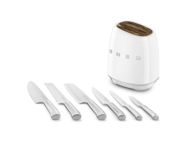 Retro Standlı Bıçak Seti Beyaz