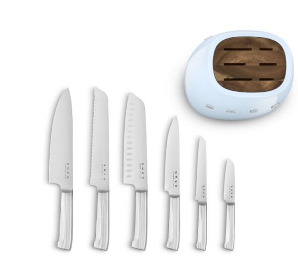 Retro Standlı Bıçak Seti Pastel Mavi