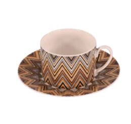 Zig Zag Jarris 148 - Kahve-Bej, 6 lıi Çay/Kahve Fincan ve Tabağı, 0,20 L