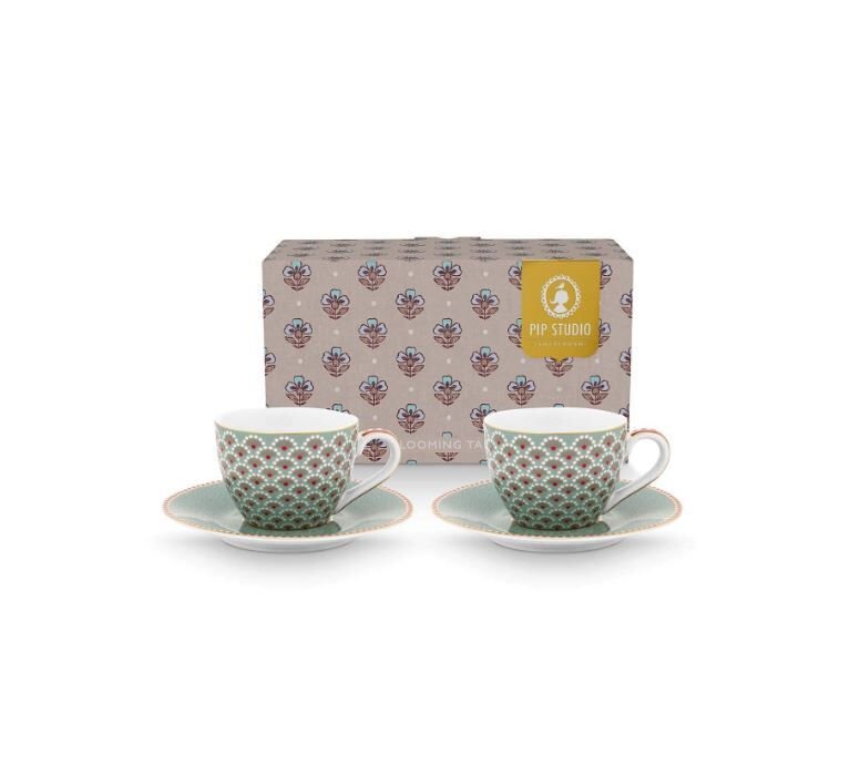 Blooming Tales Mavi İkili Kahve Fincanı Seti 120 ml