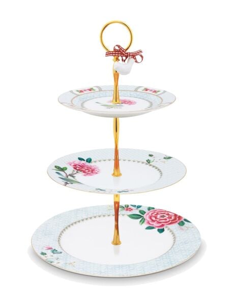 Blushing Birds 3'lü Beyaz Kek Standı