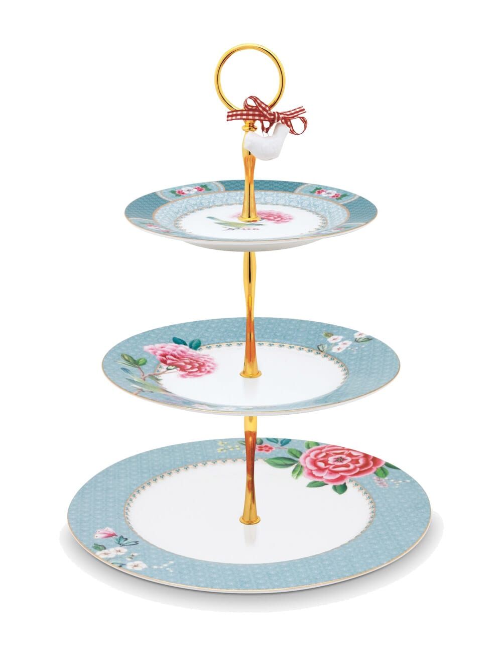 Blushing Birds 3'lü Mavi Kek Standı