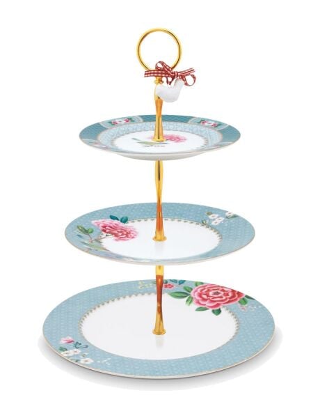 Blushing Birds 3'lü Mavi Kek Standı