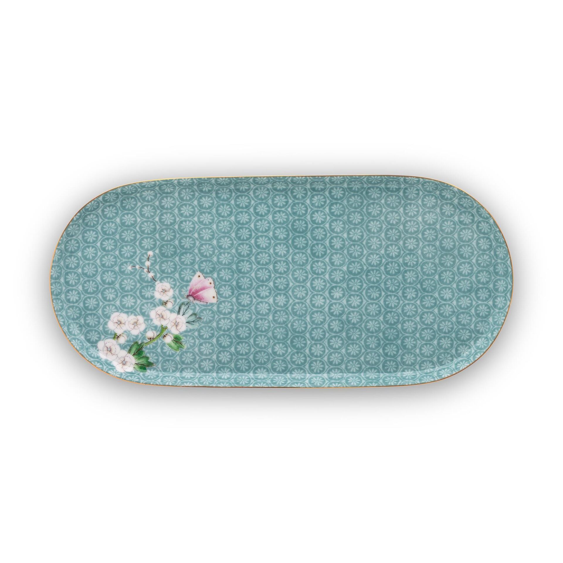 Blushing Birds Beyaz Mavi Servis Tabağı 25 cm