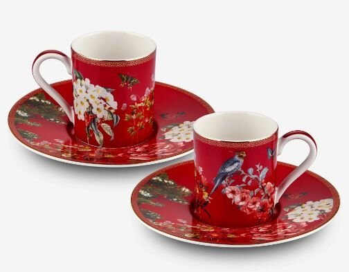 Kırmızı Porselen Kahve Fincan Seti 90 Ml