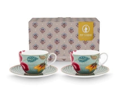 Blooming Tales Fantastik Mavi 280 ml'lik 2'li Fincan ve Tabak Seti