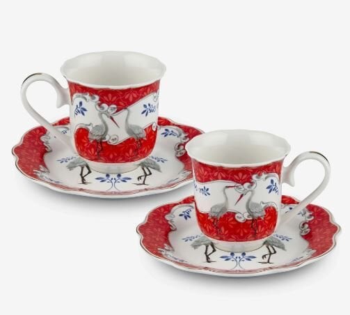 Kırmızı Porselen Kahve Fincan Seti 90 Ml