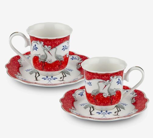Kırmızı Porselen Kahve Fincan Seti 90 Ml