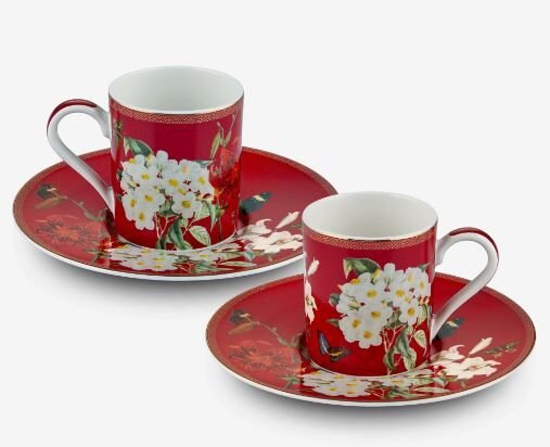 Kırmızı Porselen Kahve Fincan Seti 90 Ml