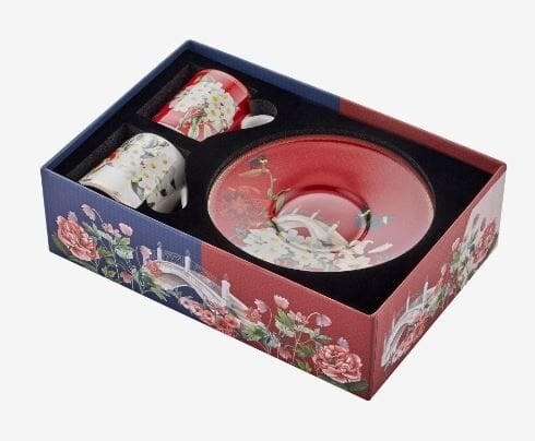 Kırmızı Beyaz Porselen Kahve Fincan Seti 90 Ml