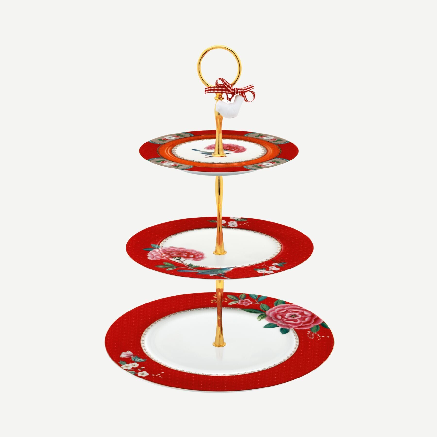 Blushing Birds 3lü Kırmızı Kek Standı