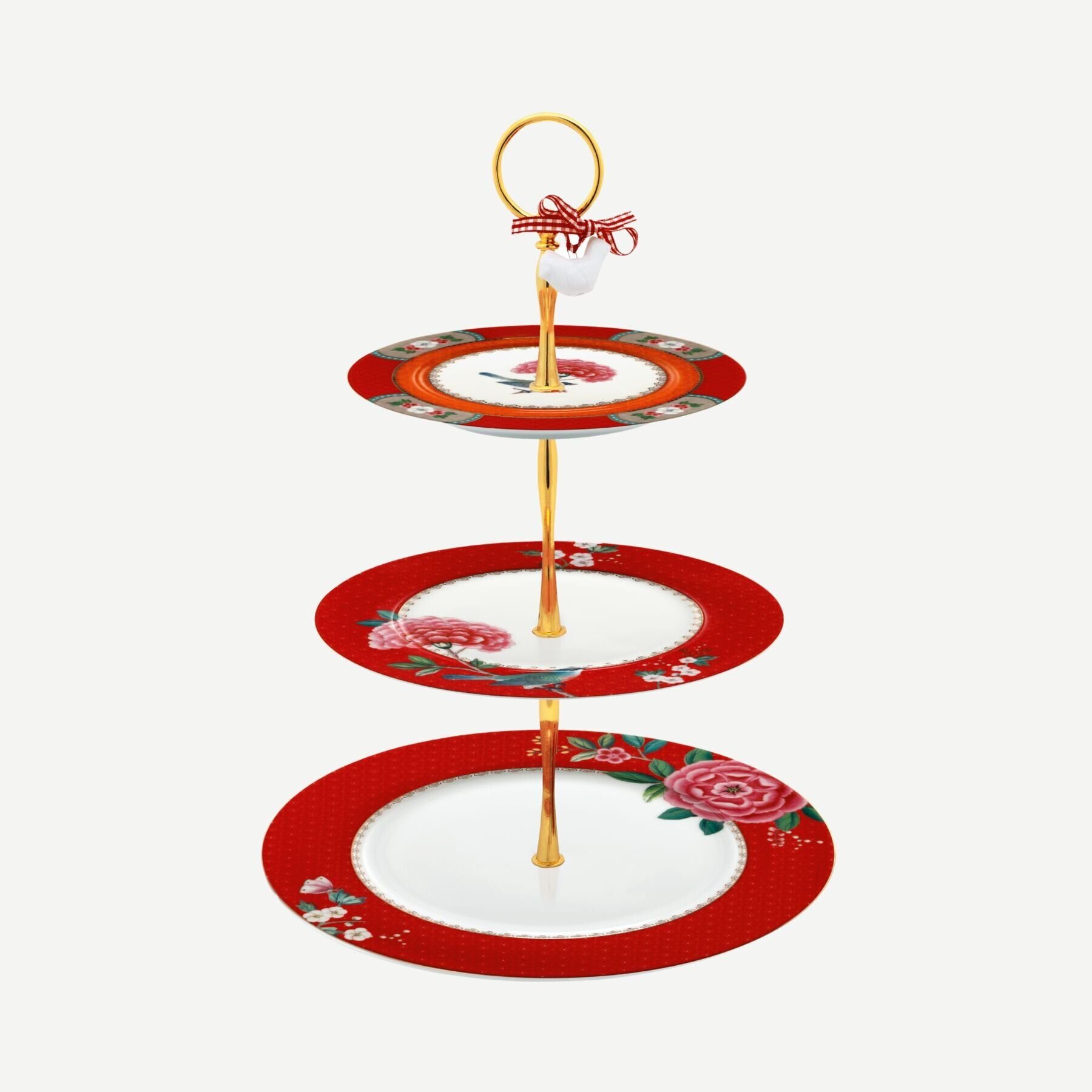 Blushing Birds 3lü Kırmızı Kek Standı