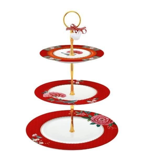 Blushing Birds 3lü Kırmızı Kek Standı