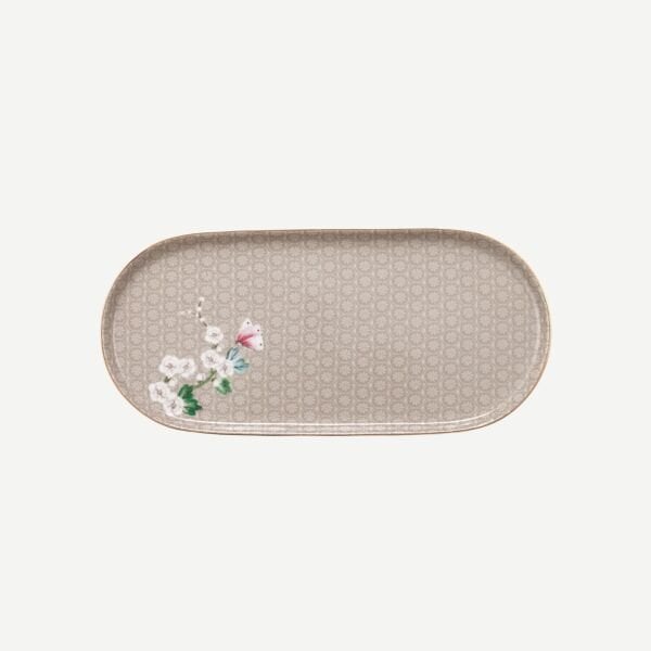 Blushing Birds Haki Oval Servis Tabağı 25 cm