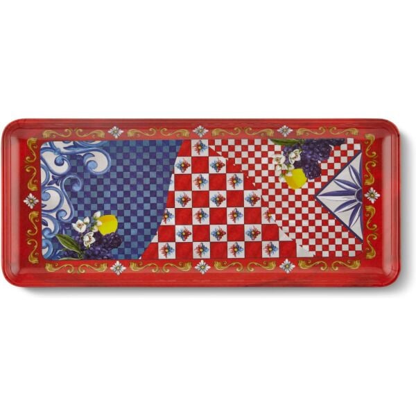 Capri Kırmızı Mavi Servis Tabağı 35,5*15 Cm