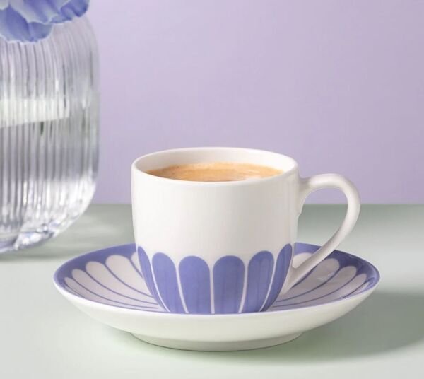 Fleur Bleu Mavi Porselen Türk Kahvesi Fincan Tabağı