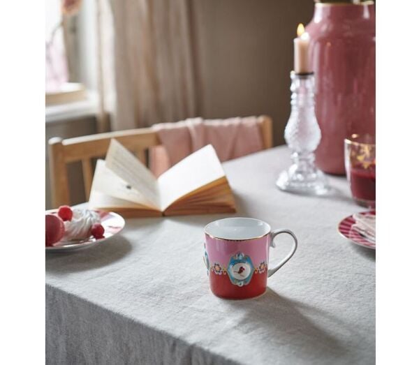 Love Birds Kırmızı/Pembe Madalyon Desenli İkili Mug Seti 250 ml