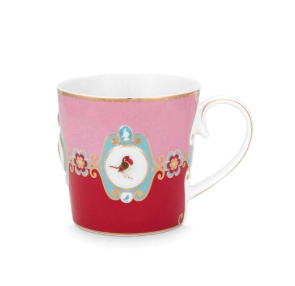 Love Birds Kırmızı/Pembe Madalyon Desenli İkili Mug Seti 250 ml